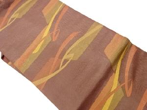 リサイクル　変わり横段に抽象模様織出し名古屋帯